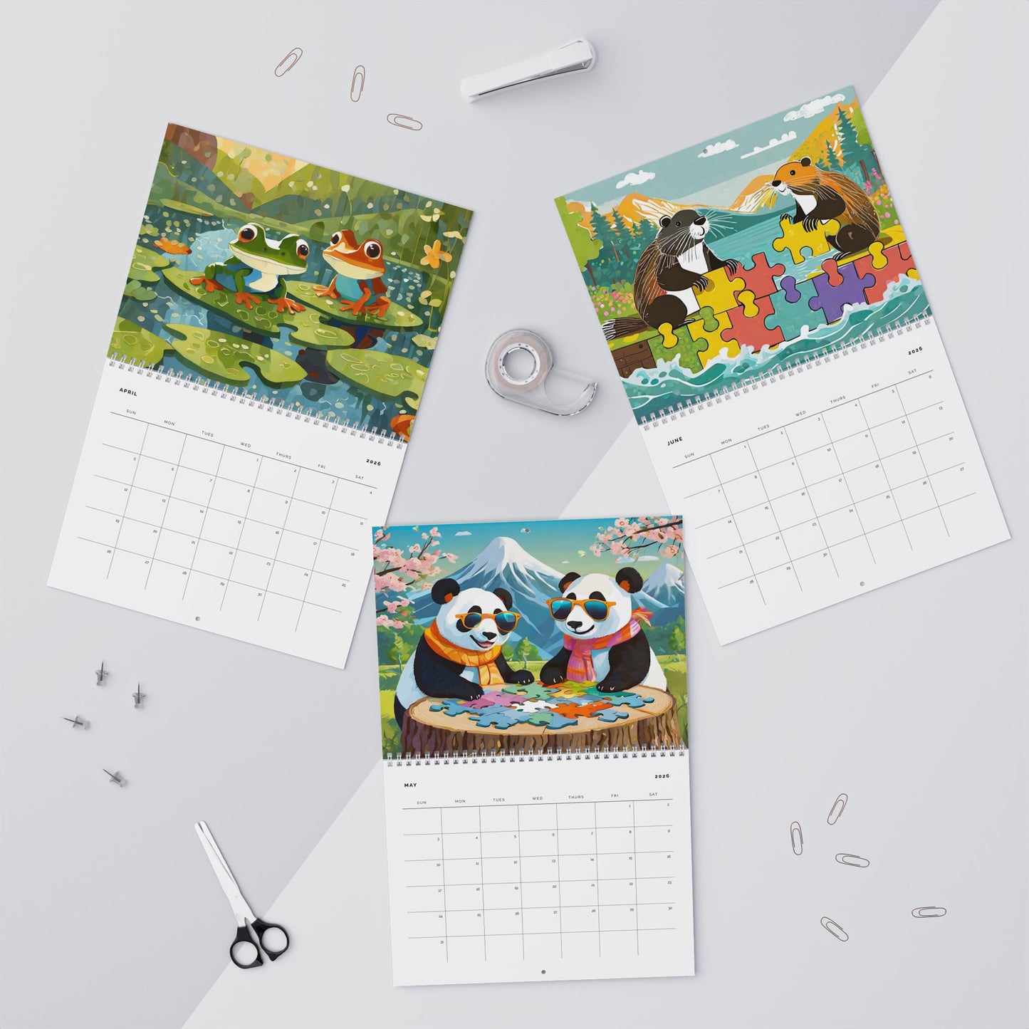 PUZZLING ANIMALS 2026 WALL CALENDAR