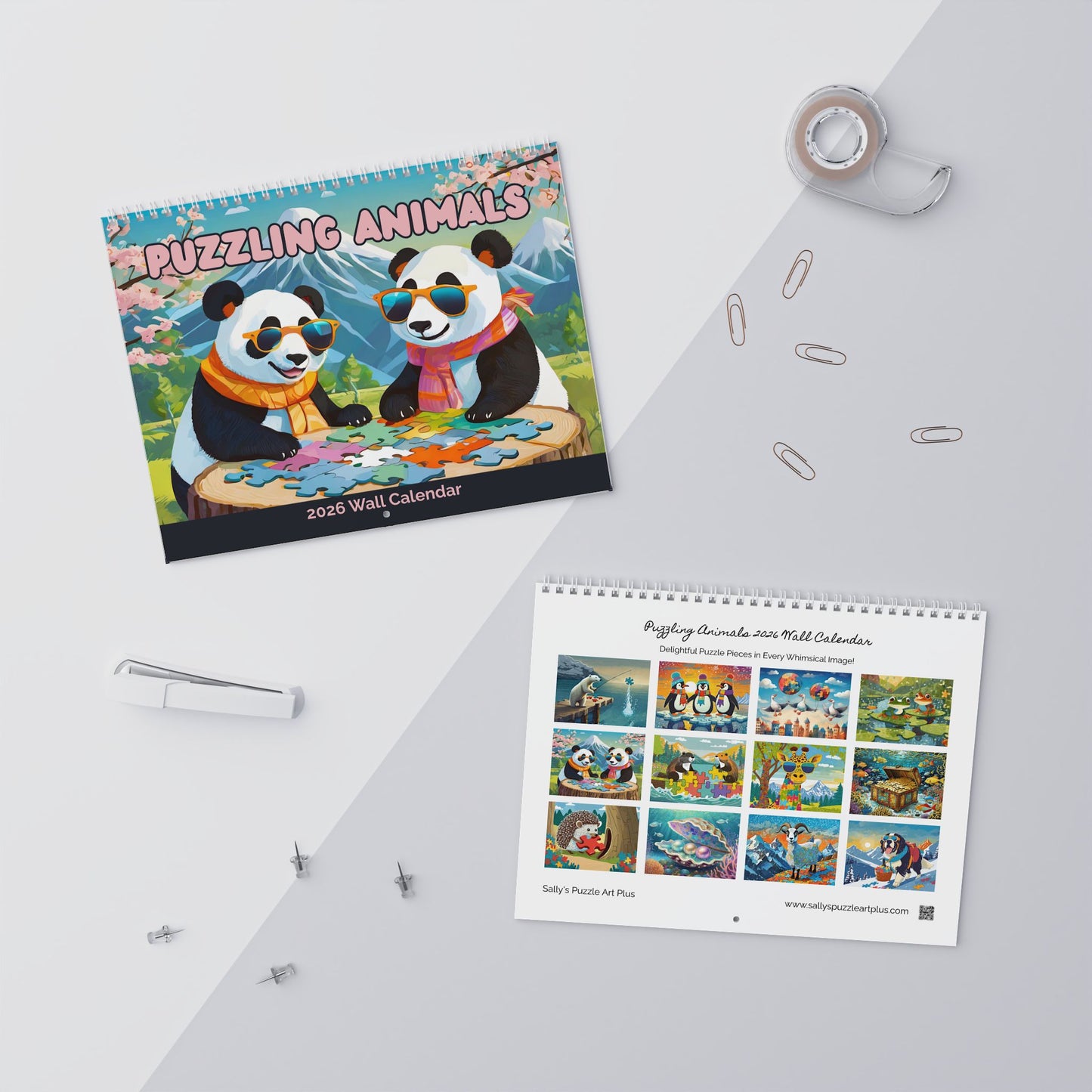 PUZZLING ANIMALS 2026 WALL CALENDAR