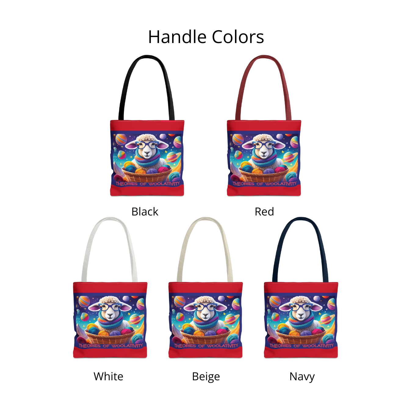 Theories of Woolativity™ Whimsical Sheep Illustration Tote Bag
