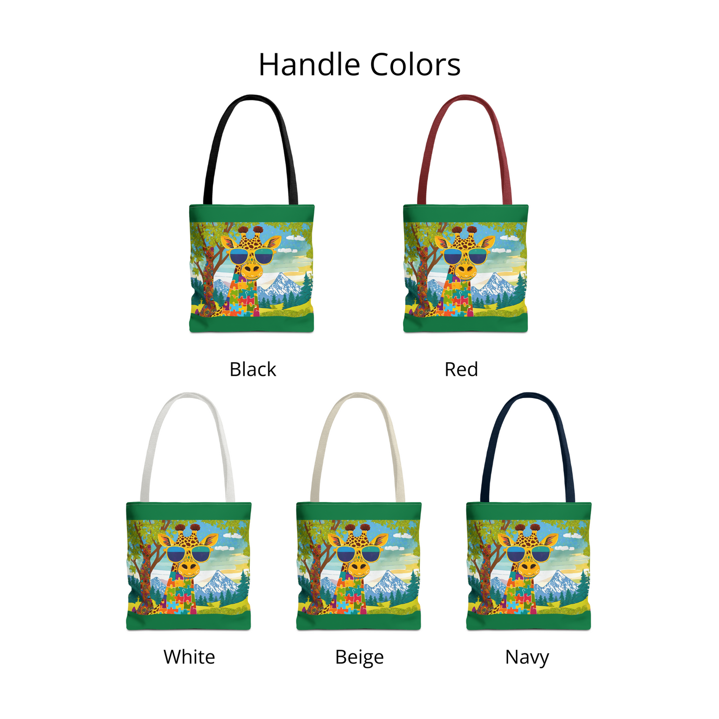 PUZZLED GIRAFFE Tote Bag