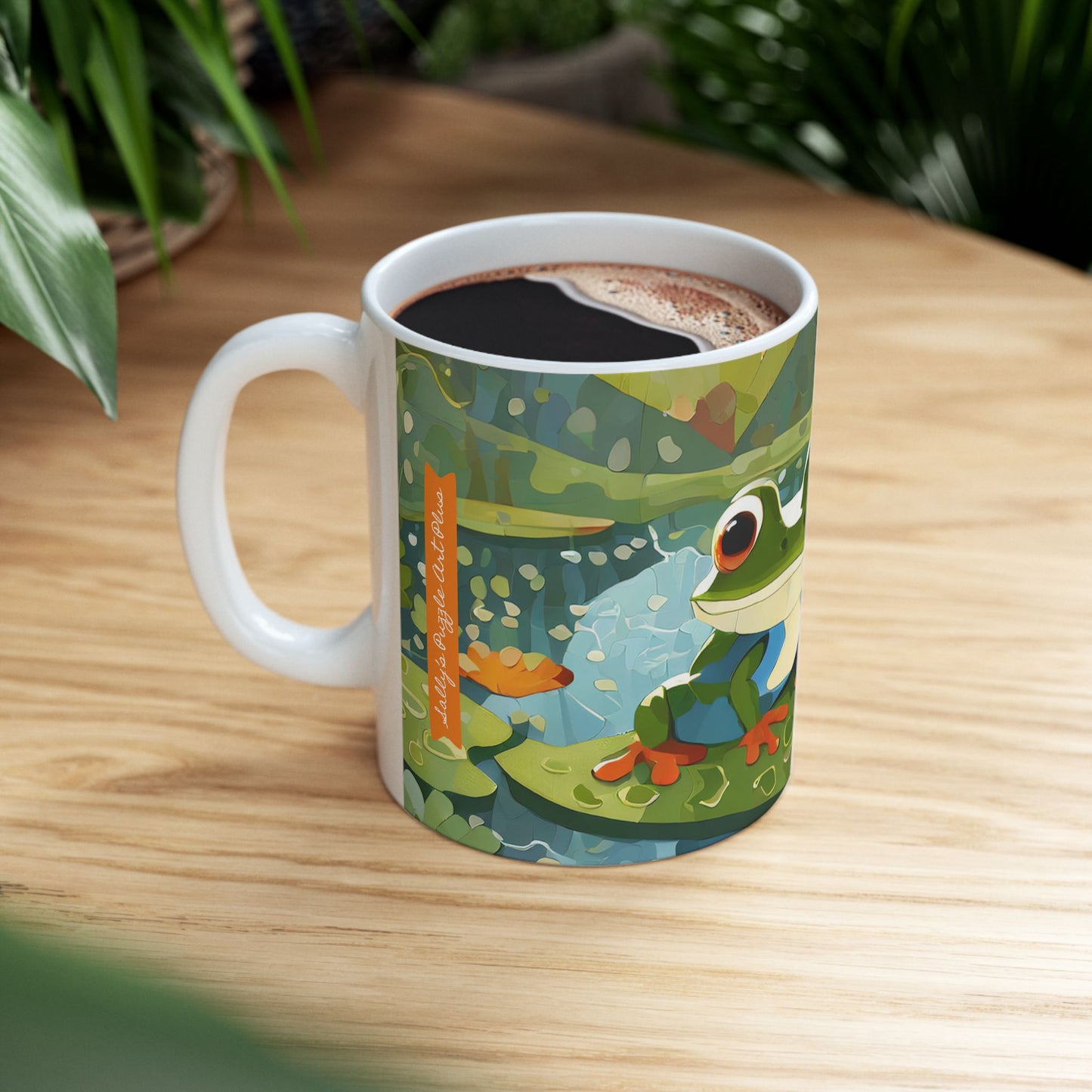 FROGS ON PUZZLE-PIECE LILY PADS Mug (11 oz & 15 oz)