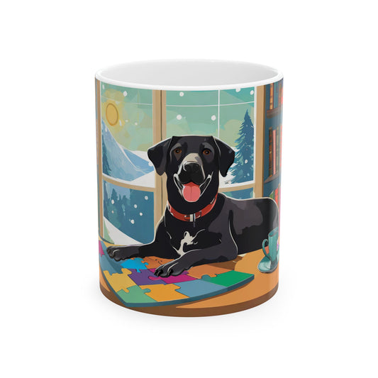 COZY PUZZLING PUP Mug (11 oz and 15 oz)