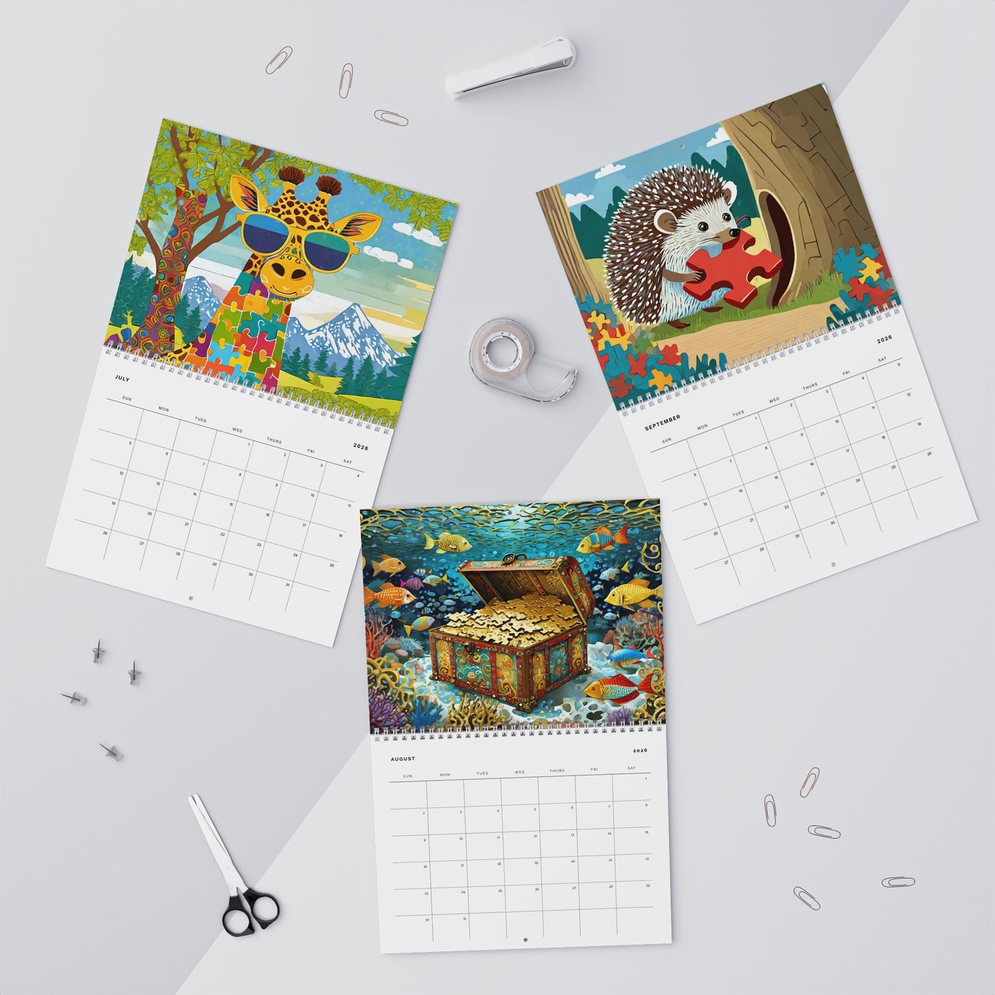 PUZZLING ANIMALS 2026 WALL CALENDAR