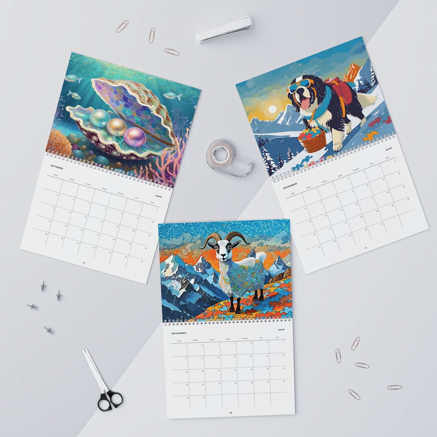 PUZZLING ANIMALS 2026 WALL CALENDAR