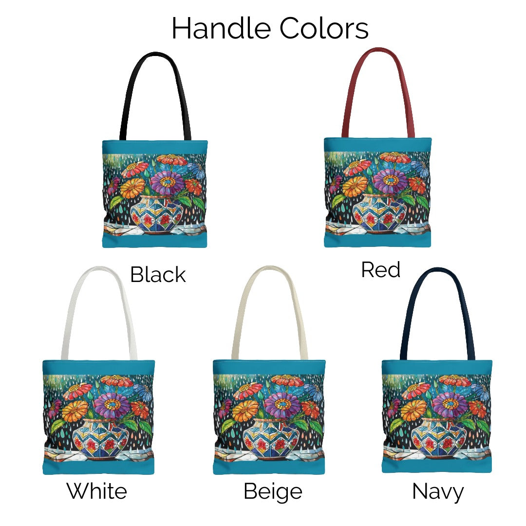 Mosaic Floral Vase and Crystal Rain Tote Bag