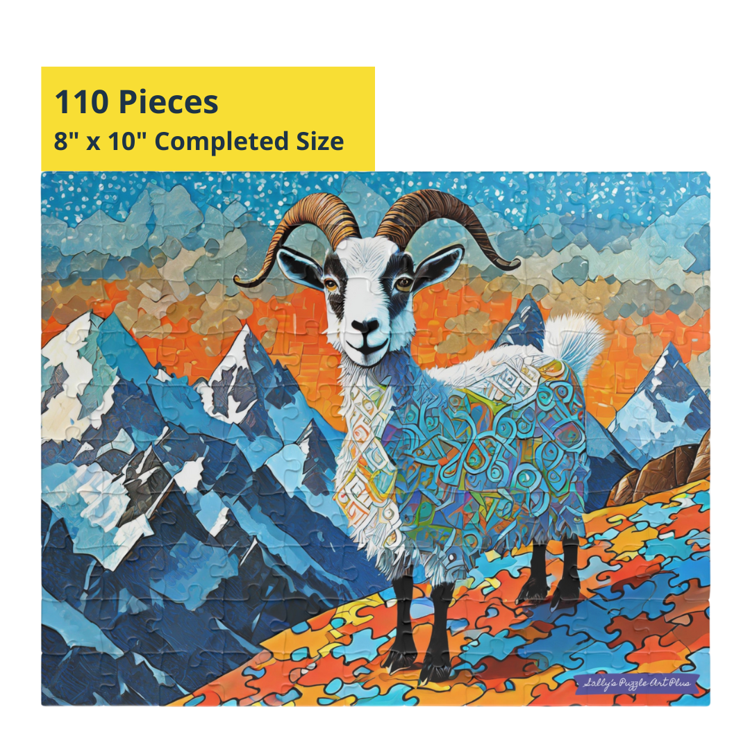 MOUNTAIN GOAT'S PUZZLING PERCH: 110-Piece Jigsaw Puzzle