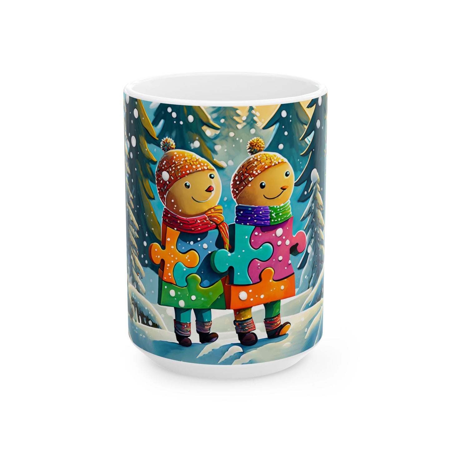 PUZZLE-PIECE PALS LOVE WINTER Mug (11 oz & 15 0z )