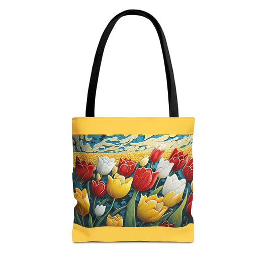 Tulip Tote Bag -- Yellow Background & Red Signature Banner