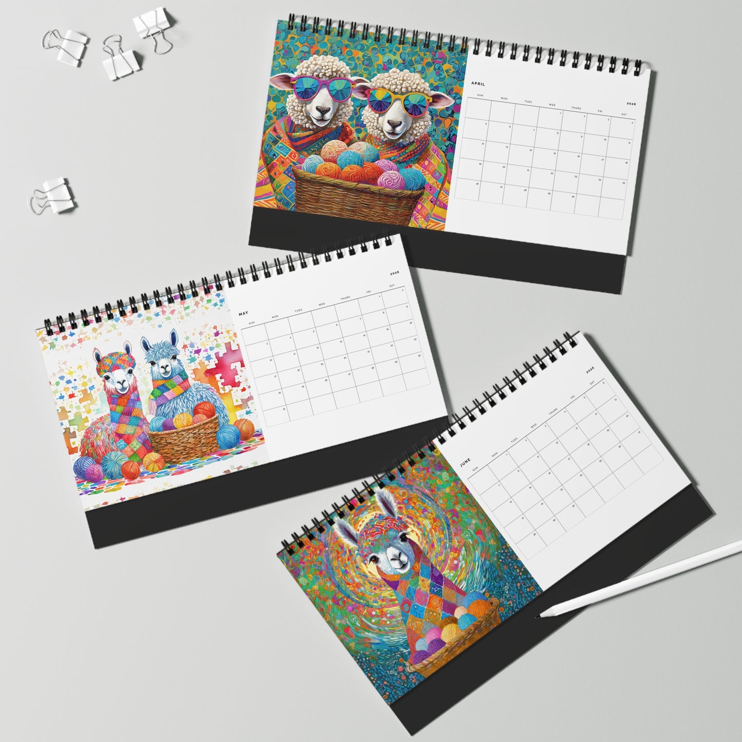 WHIMSICAL WOOL BUDDIES 2026 Desktop Calendar
