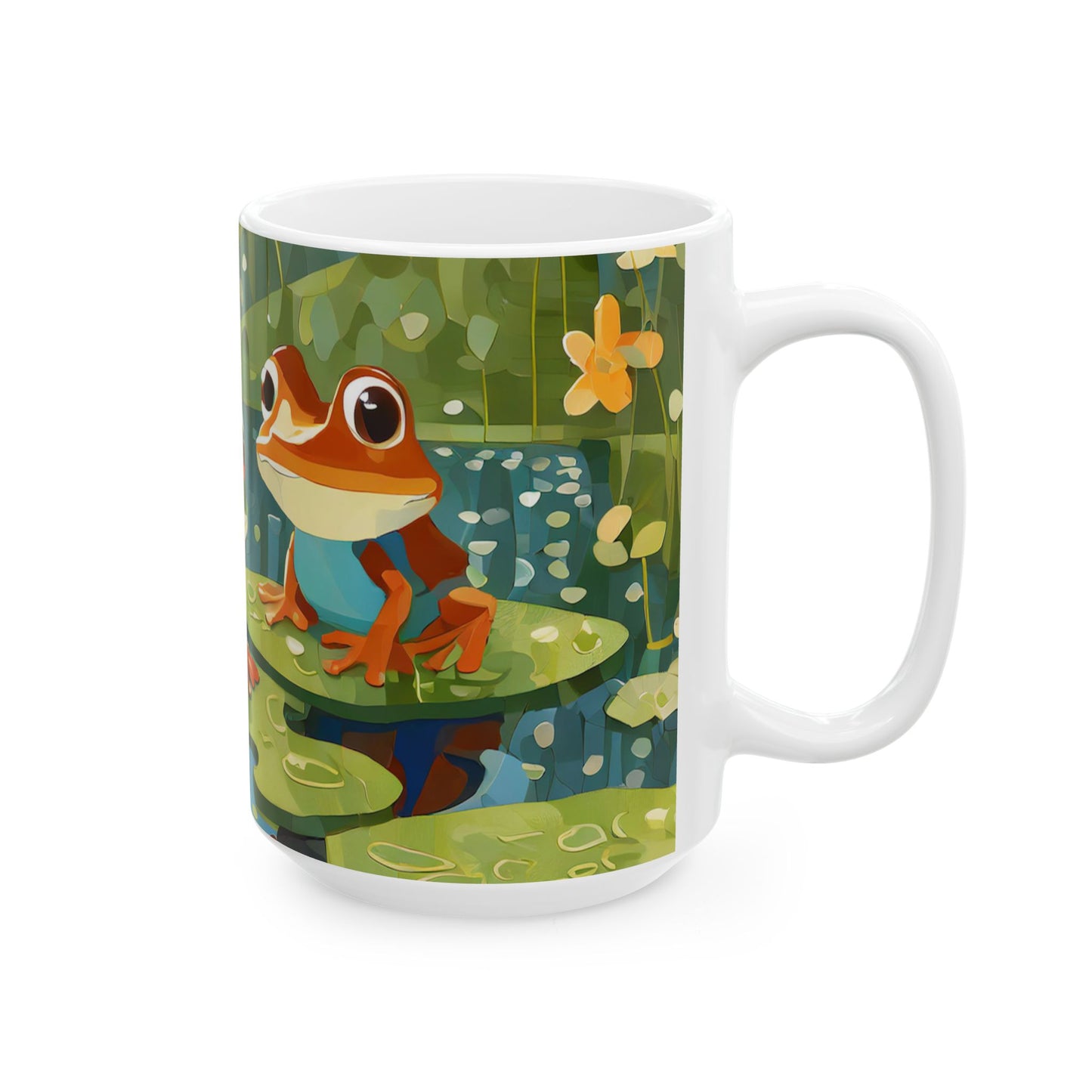 FROGS ON PUZZLE-PIECE LILY PADS Mug (11 oz & 15 oz)
