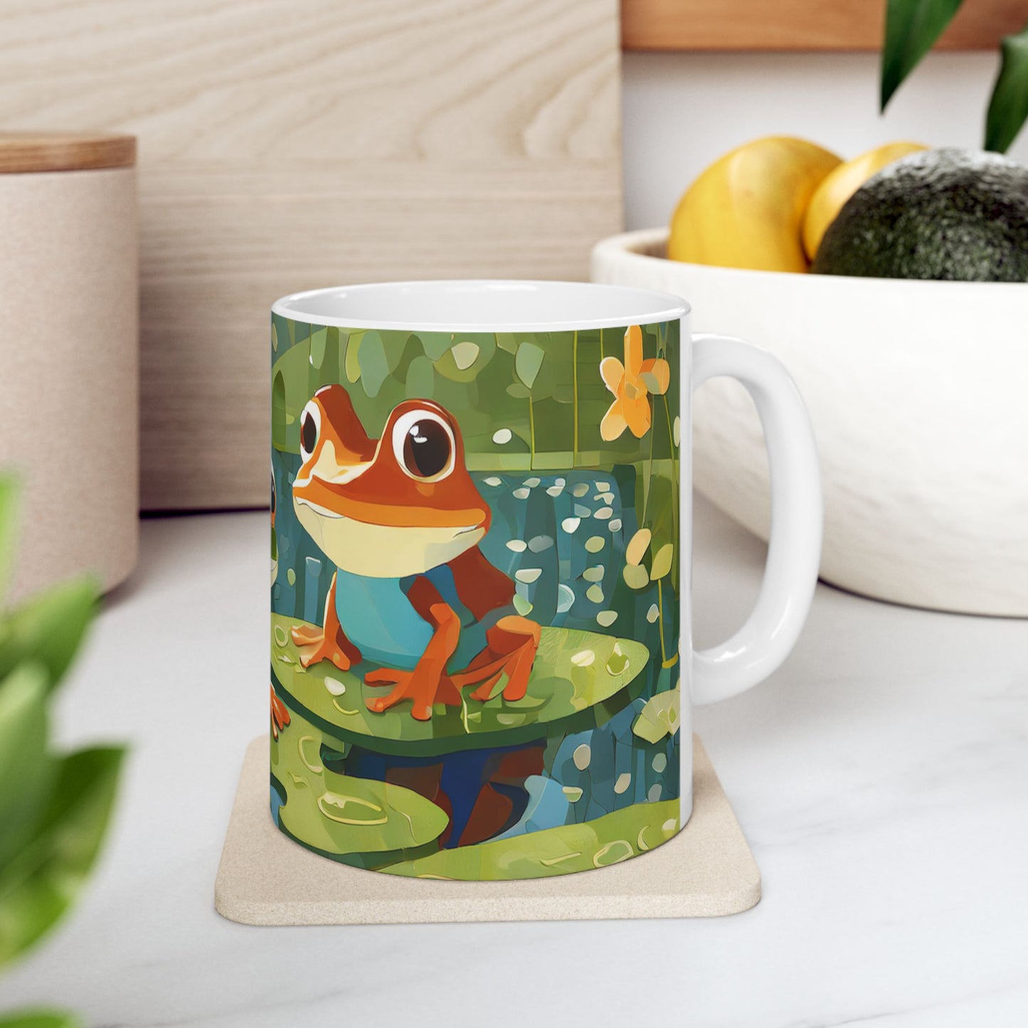 FROGS ON PUZZLE-PIECE LILY PADS Mug (11 oz & 15 oz)
