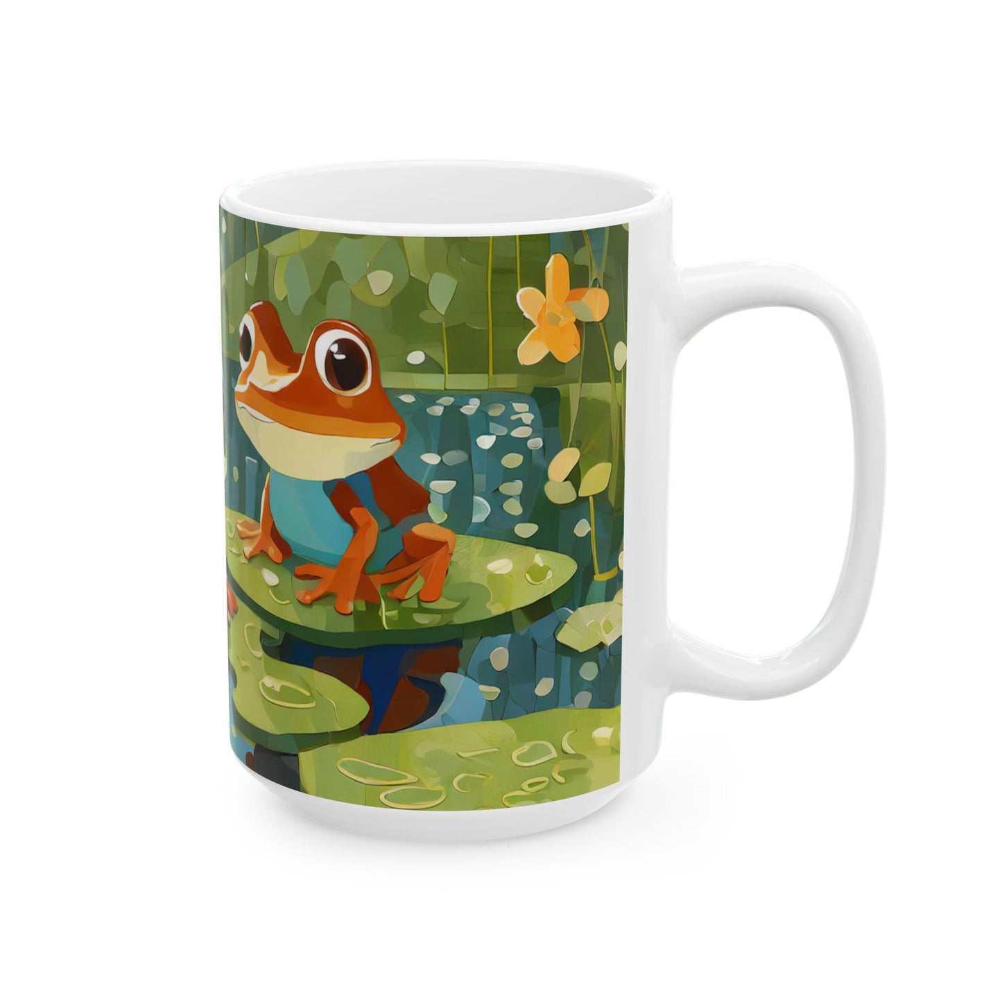 Frogs on Puzzle-Piece Lily Pads Mug (11 oz & 15 oz)