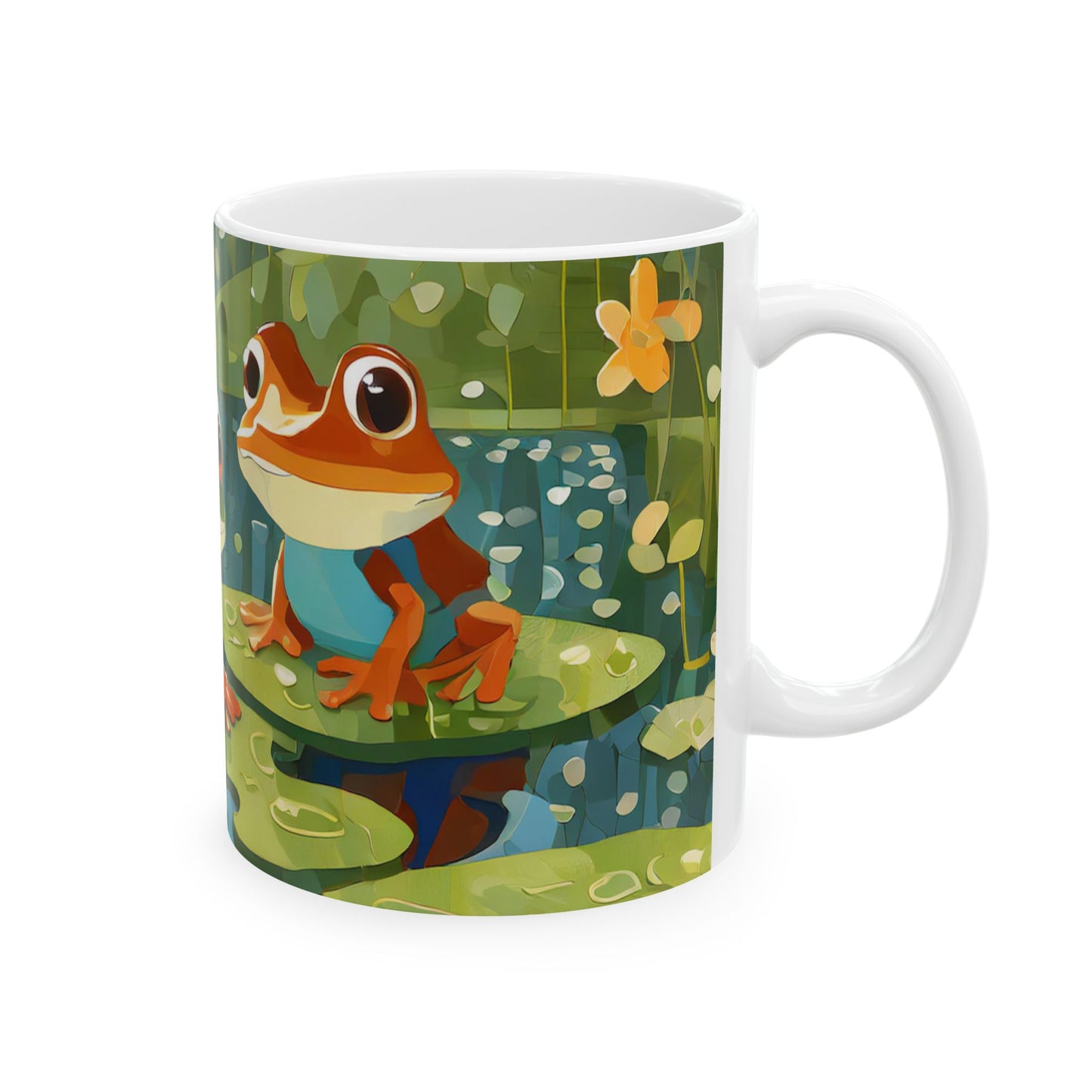 FROGS ON PUZZLE-PIECE LILY PADS Mug (11 oz & 15 oz)