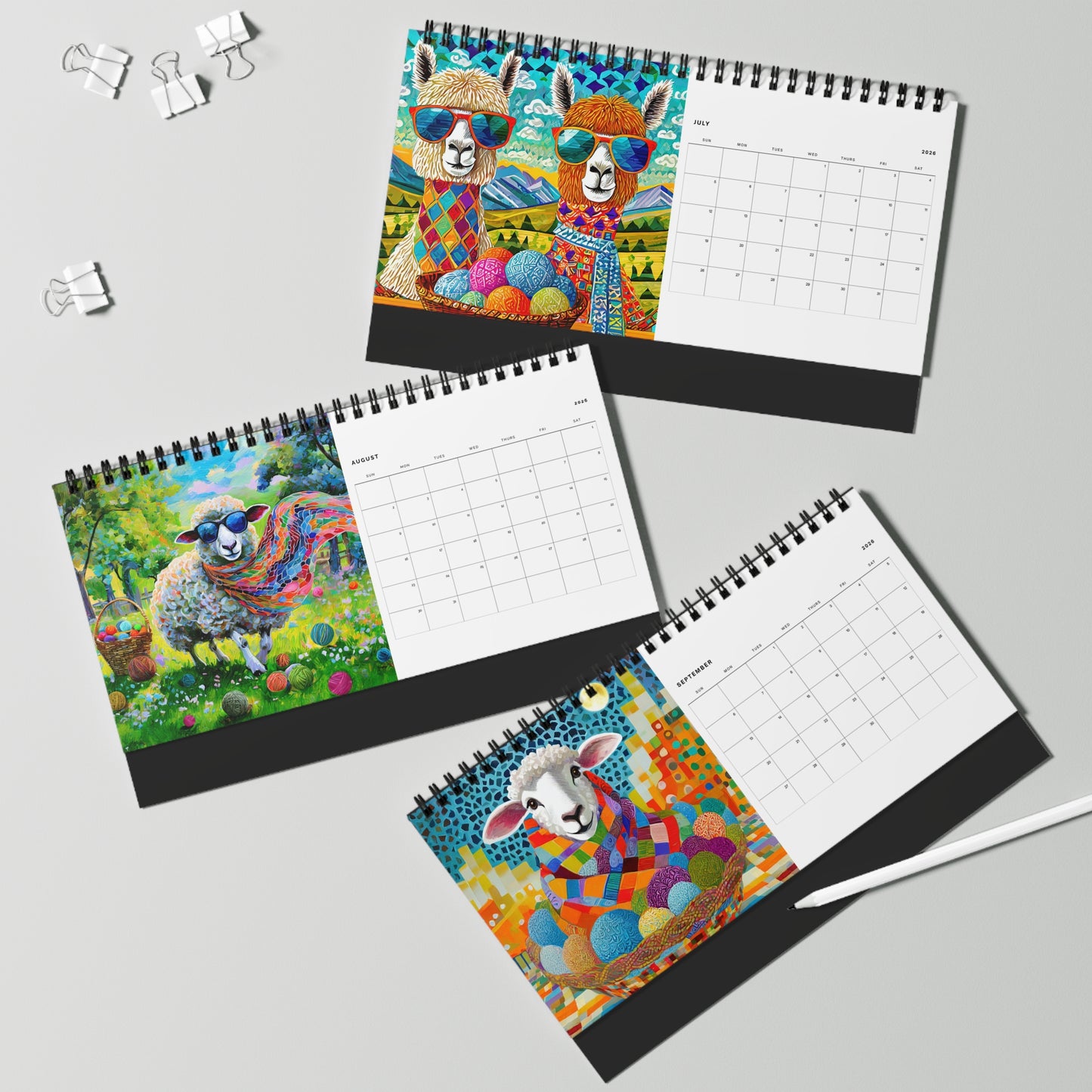 WHIMSICAL WOOL BUDDIES 2026 Desktop Calendar