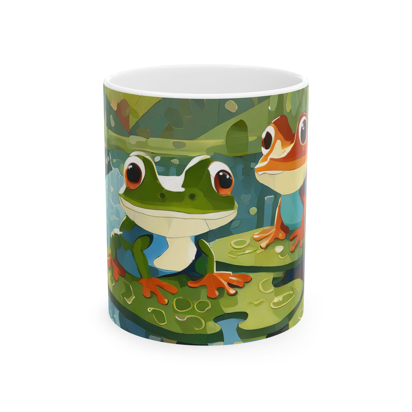 Frogs on Puzzle-Piece Lily Pads Mug (11 oz & 15 oz)