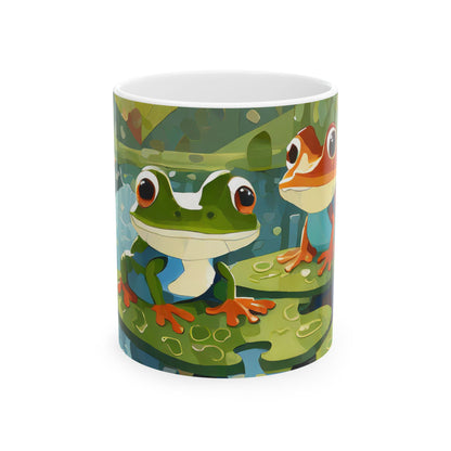 Frogs on Puzzle-Piece Lily Pads Mug (11 oz & 15 oz)