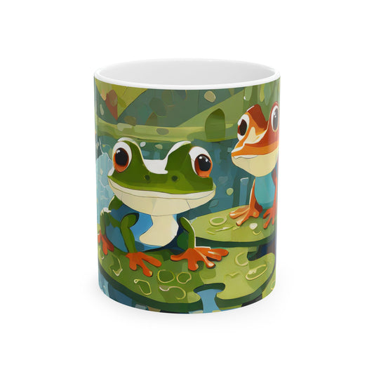 Frogs on Puzzle-Piece Lily Pads Mug (11 oz & 15 oz)