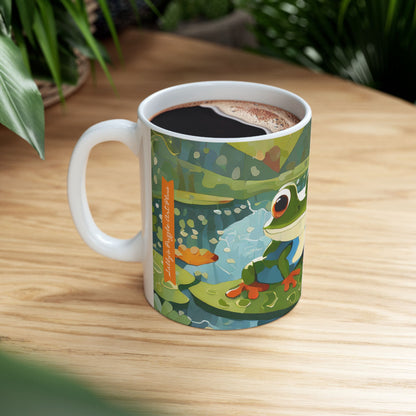 FROGS ON PUZZLE-PIECE LILY PADS Mug (11 oz & 15 oz)