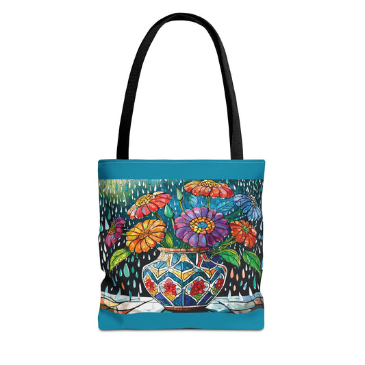 Mosaic Floral Vase and Crystal Rain Tote Bag