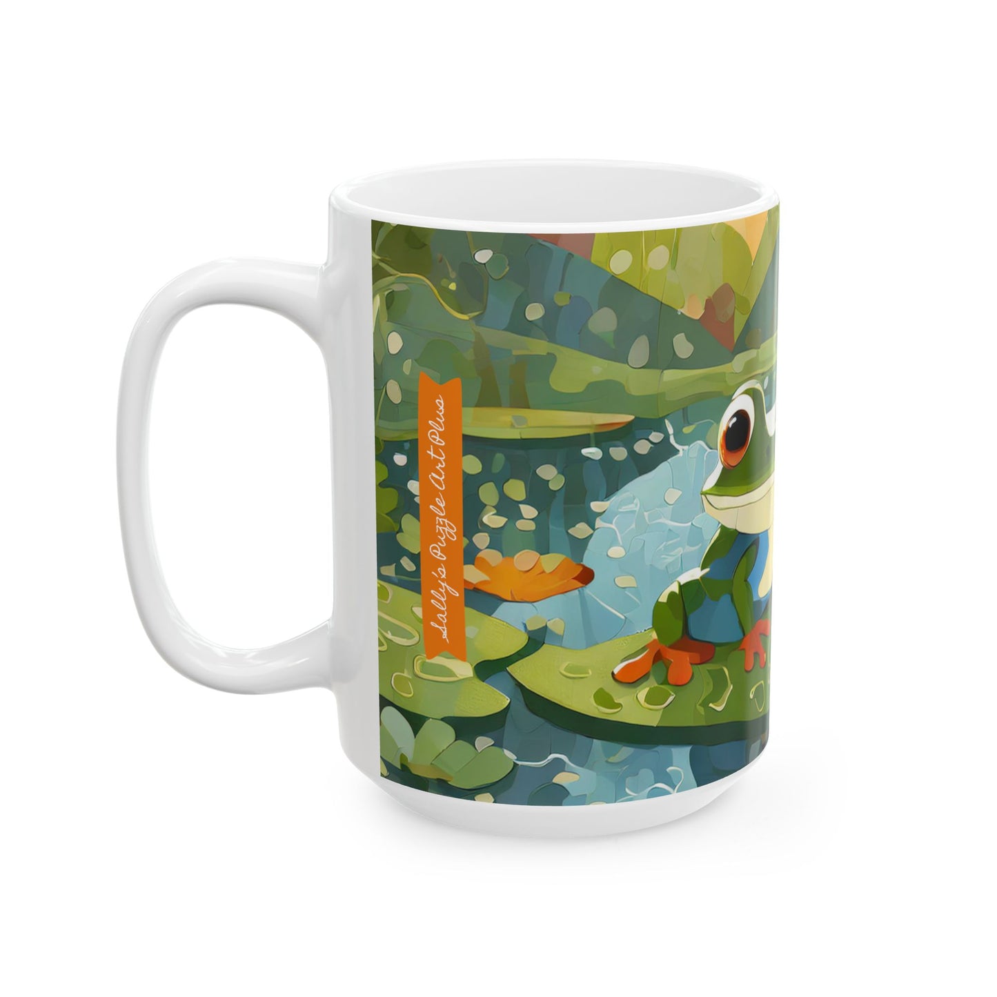 FROGS ON PUZZLE-PIECE LILY PADS Mug (11 oz & 15 oz)