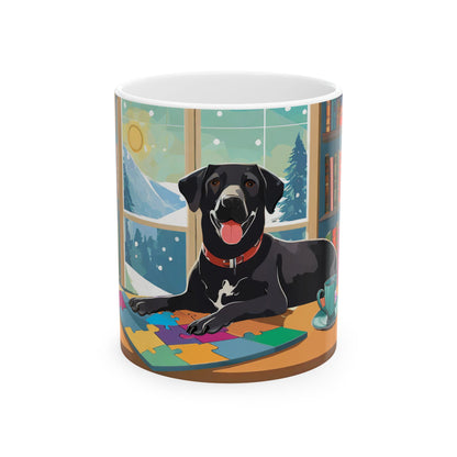 COZY PUZZLING PUP Mug (11 oz and 15 oz)