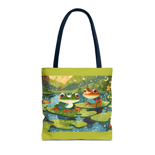 FROGS ON PUZZLE-PIECE LILY PADS Tote Bag