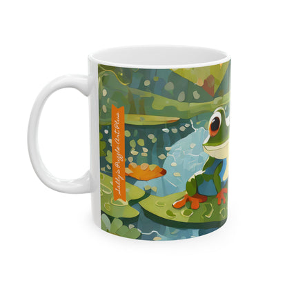 FROGS ON PUZZLE-PIECE LILY PADS Mug (11 oz & 15 oz)