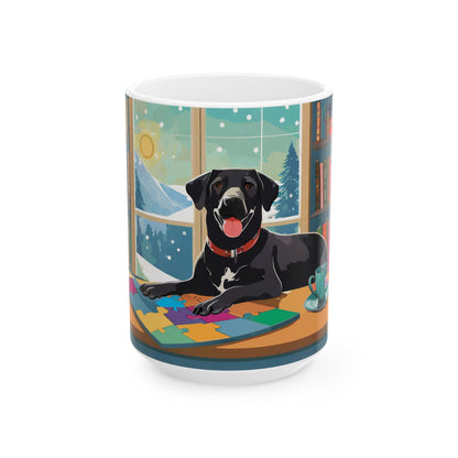 COZY PUZZLING PUP Mug (11 oz and 15 oz)