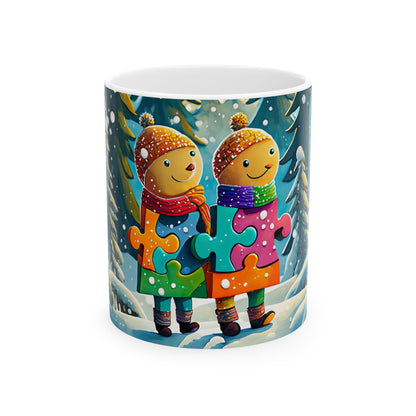 PUZZLE-PIECE PALS LOVE WINTER Mug (11 oz & 15 0z )
