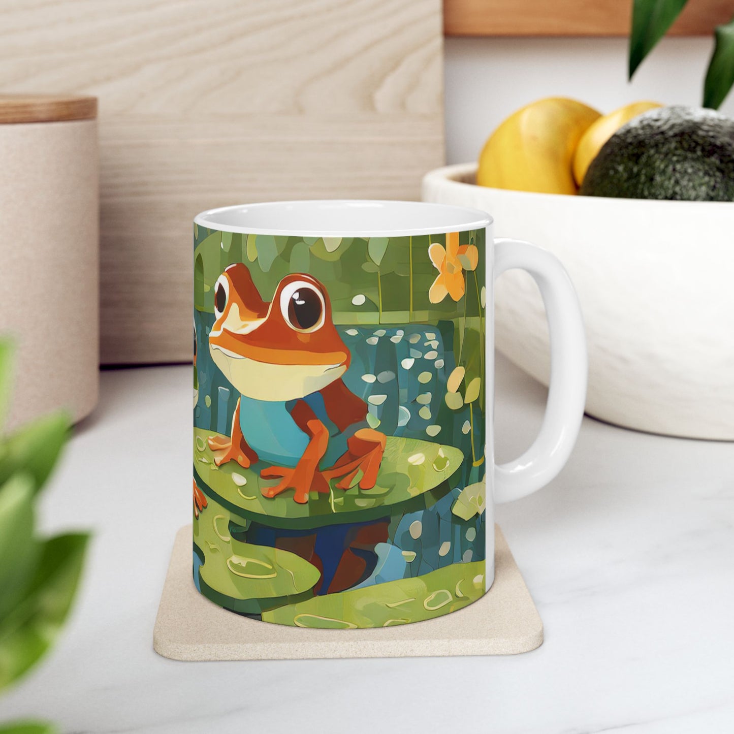 Frogs on Puzzle-Piece Lily Pads Mug (11 oz & 15 oz)