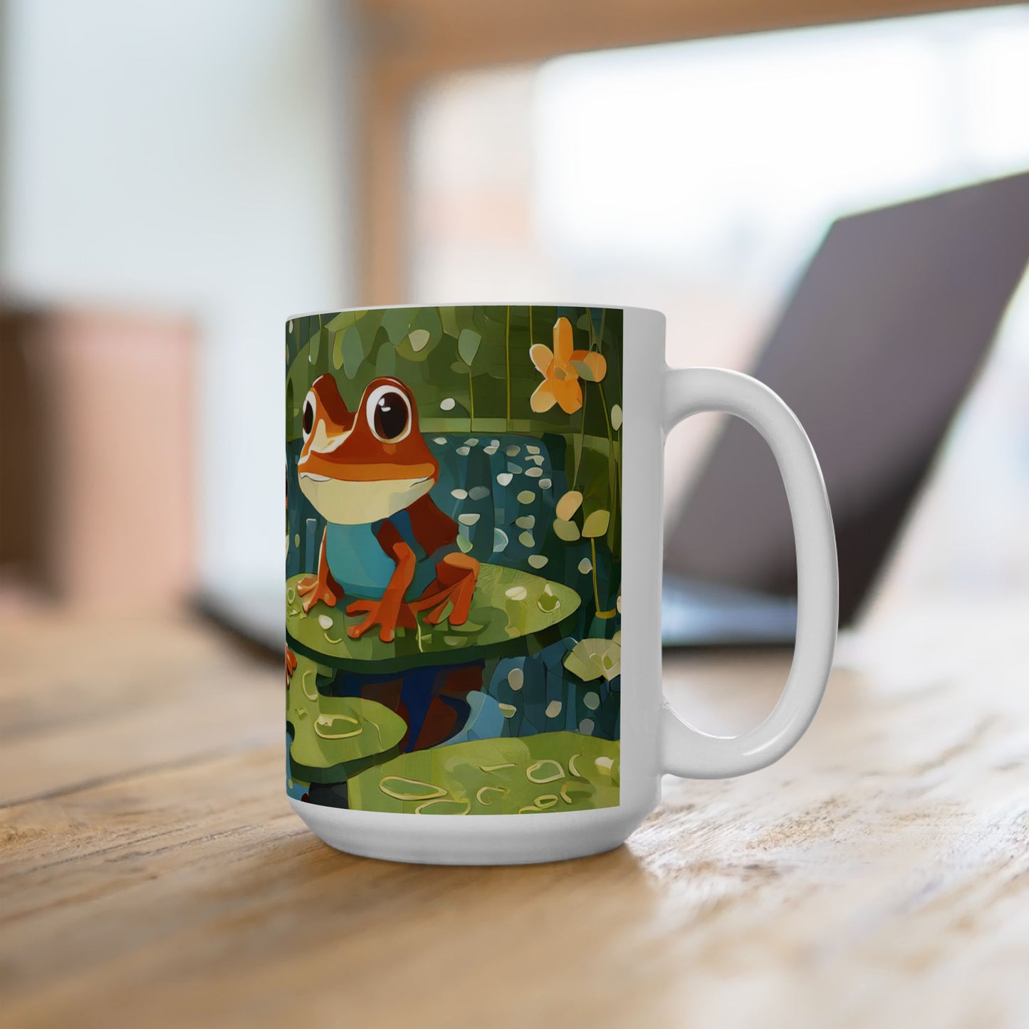 Frogs on Puzzle-Piece Lily Pads Mug (11 oz & 15 oz)