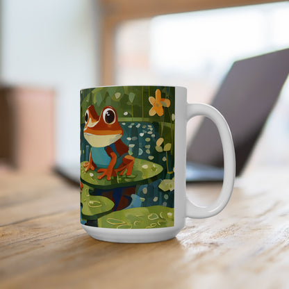 Frogs on Puzzle-Piece Lily Pads Mug (11 oz & 15 oz)