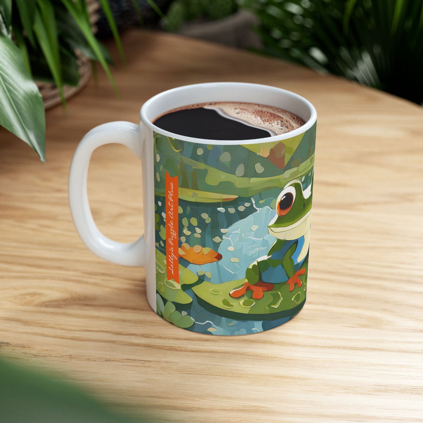Frogs on Puzzle-Piece Lily Pads Mug (11 oz & 15 oz)