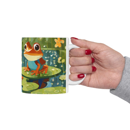 Frogs on Puzzle-Piece Lily Pads Mug (11 oz & 15 oz)