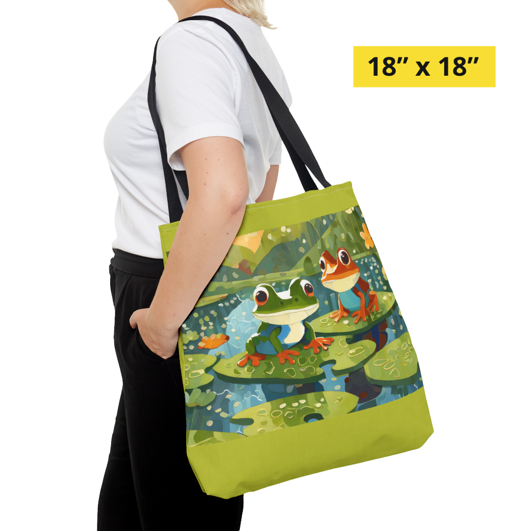 FROGS ON PUZZLE-PIECE LILY PADS Tote Bag