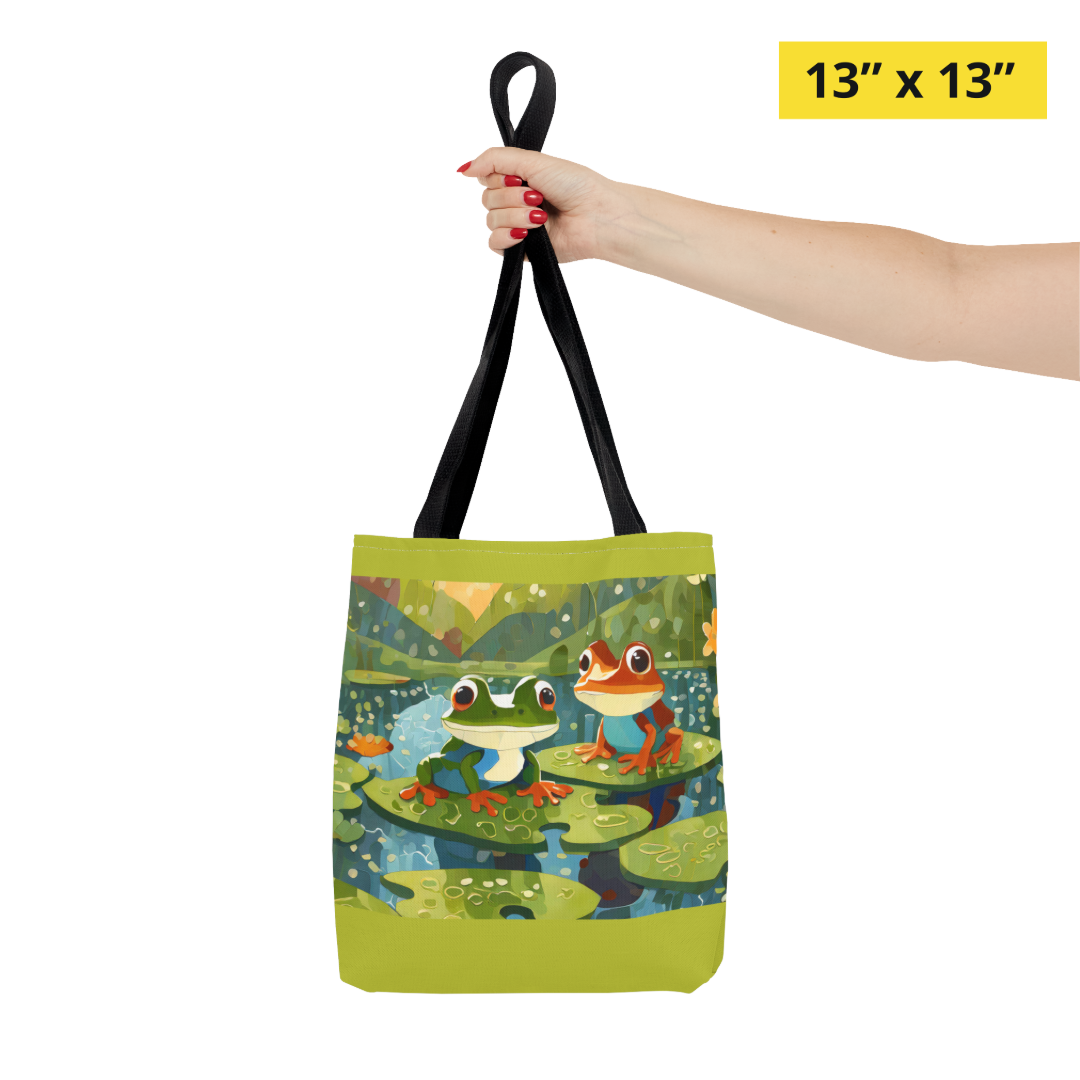 FROGS ON PUZZLE-PIECE LILY PADS Tote Bag
