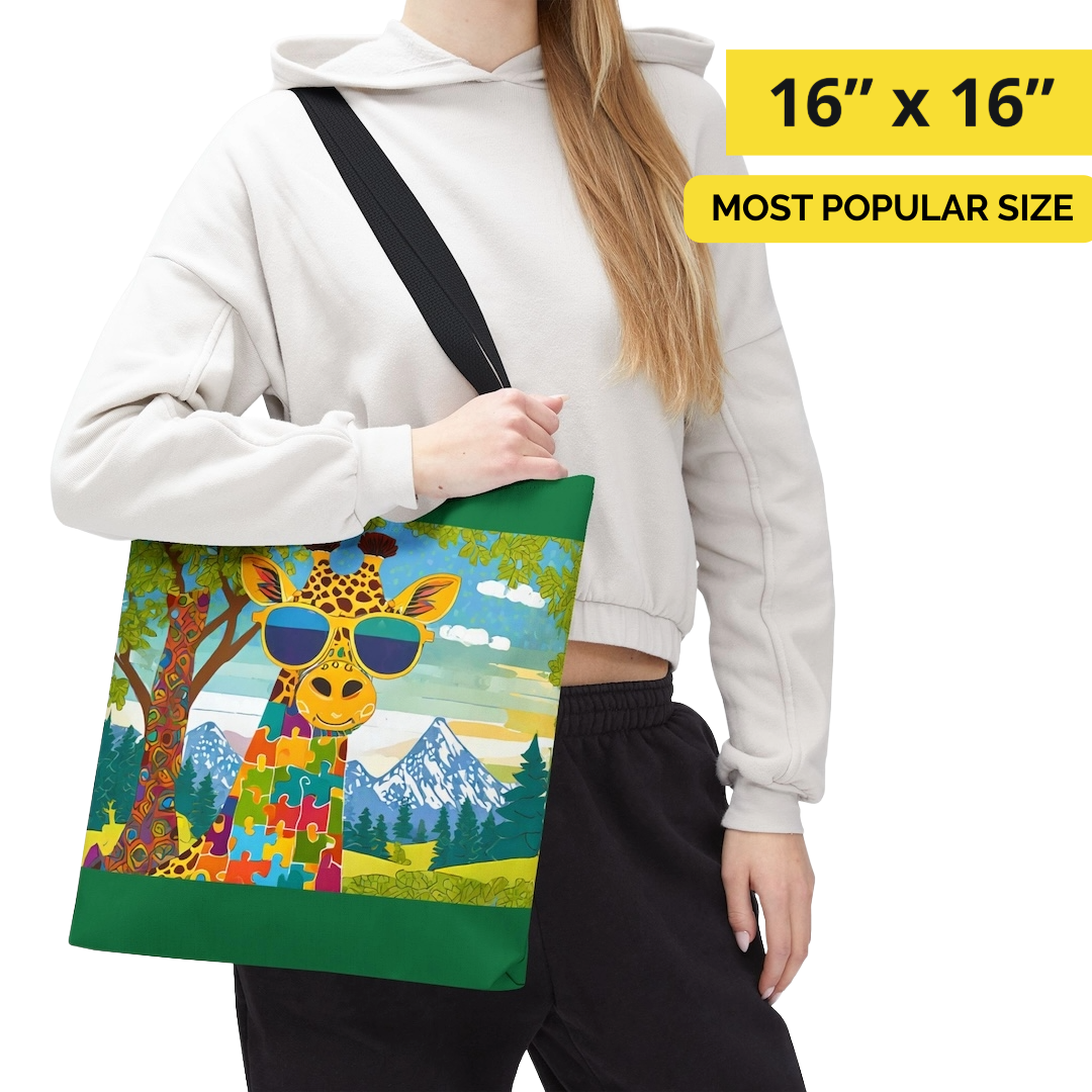 Puzzled Giraffe Tote Bag
