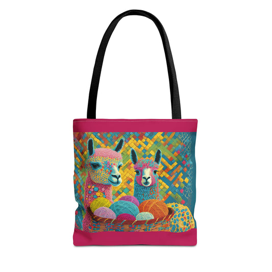 Magic Mosaic Tote Bag — Whimsical Two-Llama Illustration Tote