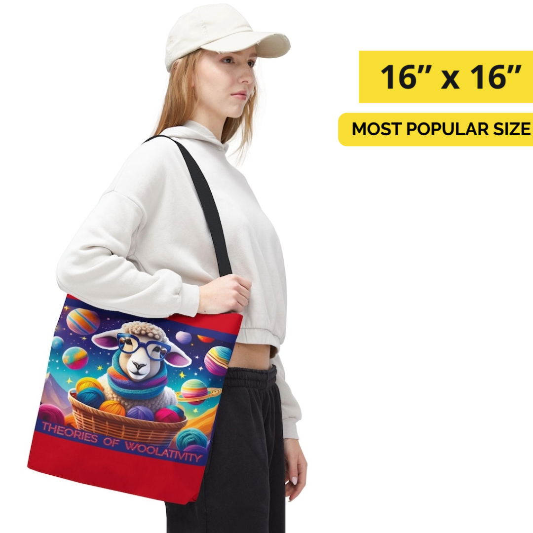 Theories of Woolativity™ Whimsical Sheep Illustration Tote Bag