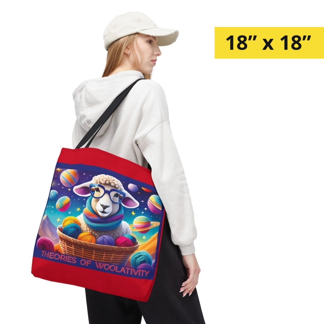 Theories of Woolativity™ Whimsical Sheep Illustration Tote Bag