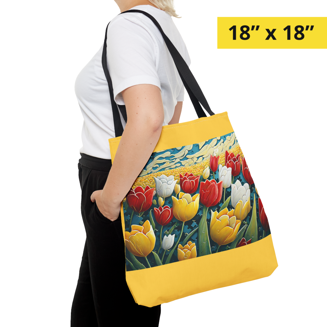 Tulips on Yellow Tote Bag