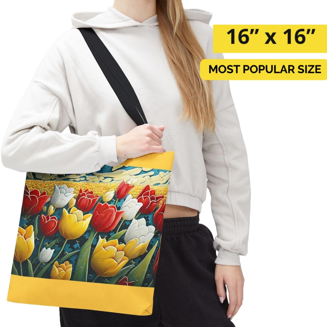 Tulips on Yellow Tote Bag
